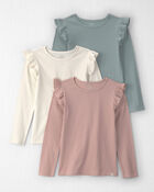 Girls 3-Pack Organic Cotton Rib Slim-Fit Tops, image 1 of 5 slides