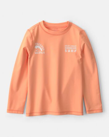 Ensemble 2 pi&egrave;ces haut dermoprotecteur &agrave; manches longues et short maillot de bain &agrave; motif tropical pour gar&ccedil;on - Orange/Vert, 
