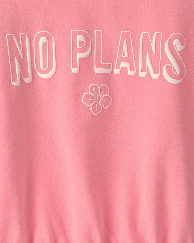Girls 'No Plans' French Terry Top - Pink, image 3 of 4 slides