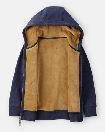 Boys Long-Sleeve Hooded Zip-Up Jacket - Navy, 