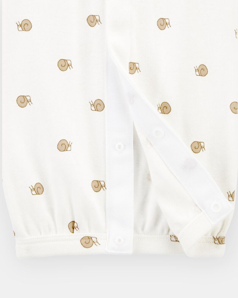 Baby Preemie Snail Cotton Sleeper Gown, image 4 of 6 slides
