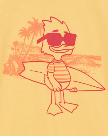 Toddler Cali Sun Surfing Duck Graphic Tee - Yellow, 