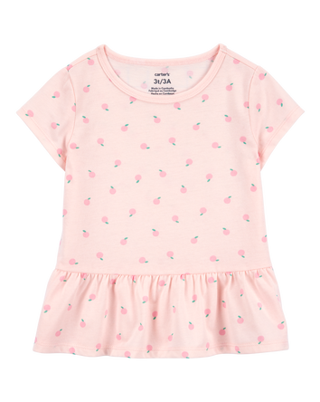 Toddler Orange Print Short-Sleeve Fashion Top, 