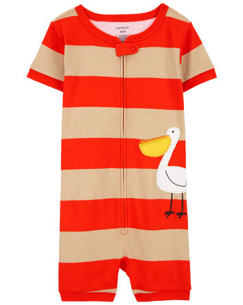 1-Piece Pelican Striped 100% Snug Fit Cotton Romper Pajamas, 