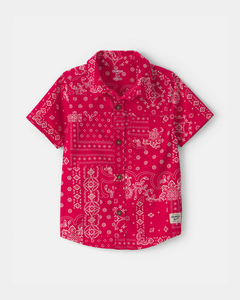 Tout-petit gar&ccedil;on - Chemise boutonn&eacute;e &agrave; manches courtes, motif bandana - Rouge, image 1 sur 2 diapositives