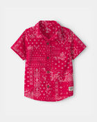 Tout-petit gar&ccedil;on - Chemise boutonn&eacute;e &agrave; manches courtes, motif bandana - Rouge, image 1 sur 2 diapositives