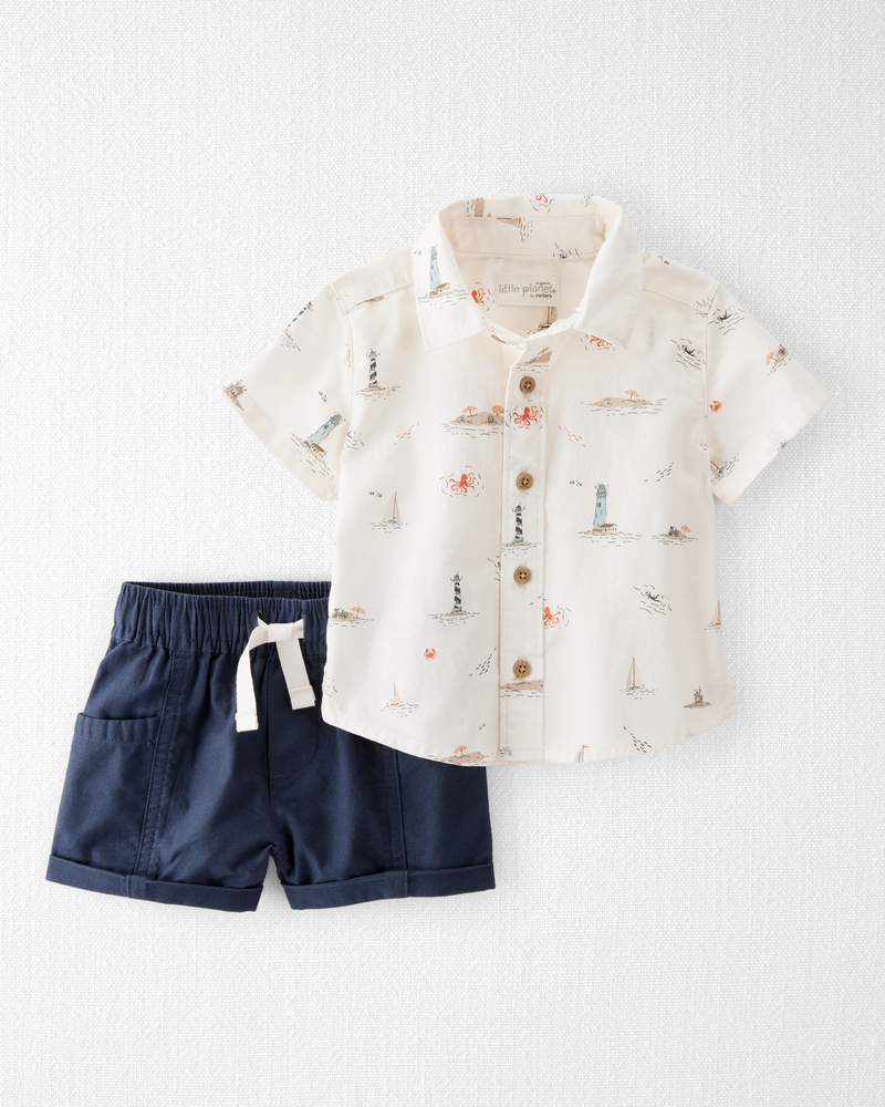 Baby 2-Piece Coastal Print Set Made with Organic Cotton, image 1 of 5 slides