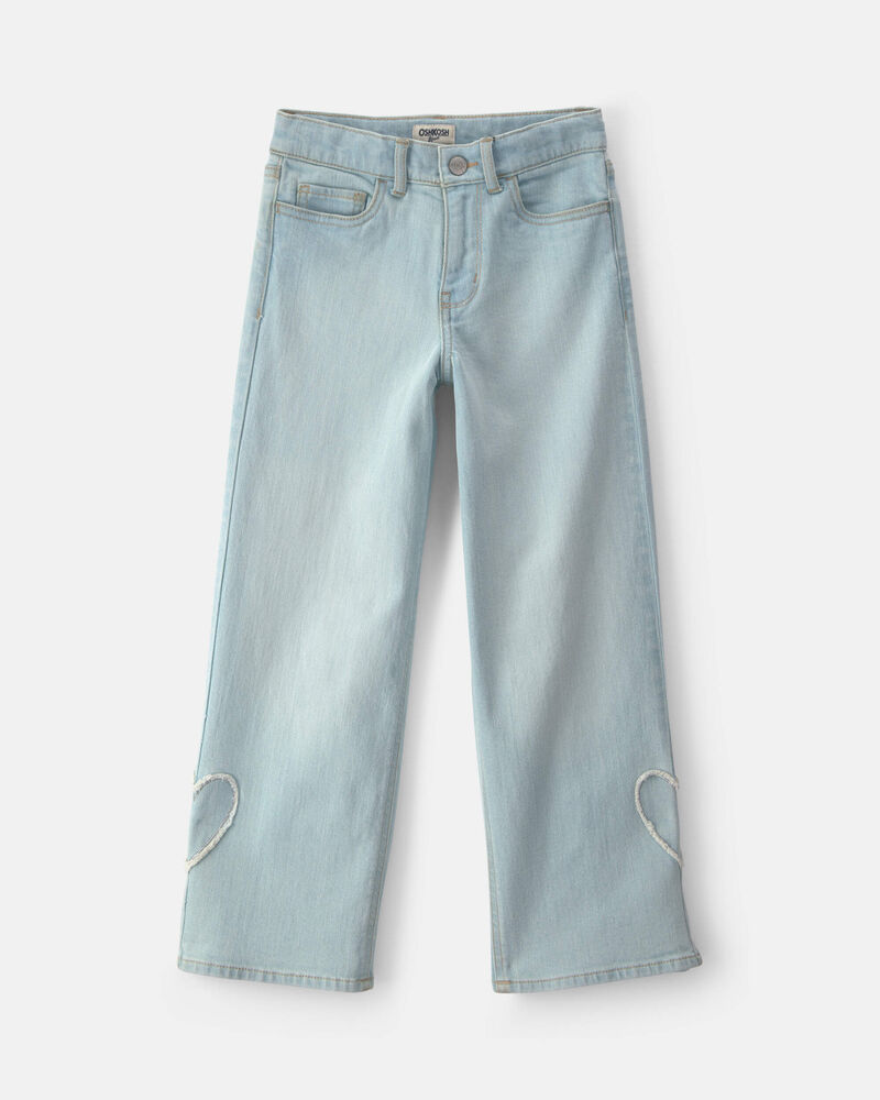 Girls Heart Denim Wide-Leg Jeans - Light Wash, image 1 of 5 slides