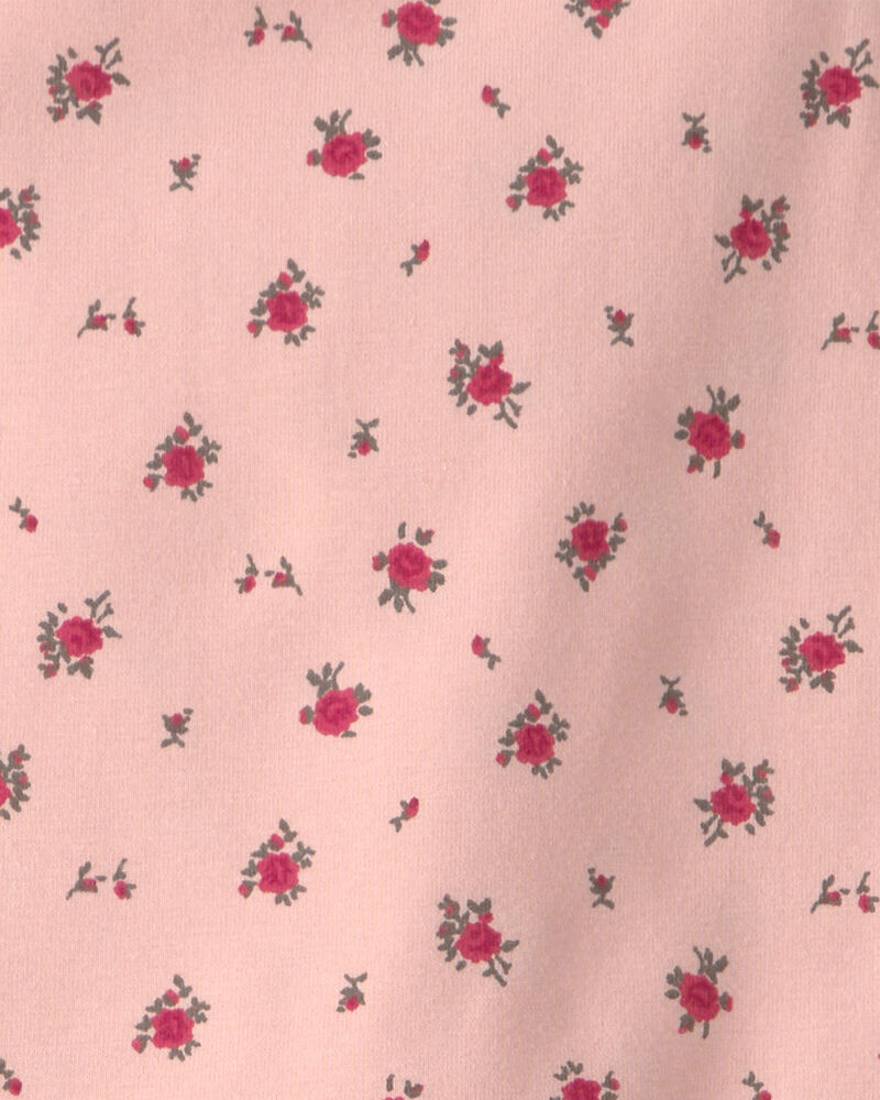 Filles - Robe &agrave; volants en coton biologique &agrave; imprim&eacute; floral rose p&acirc;le, image 5 sur 5 diapositives