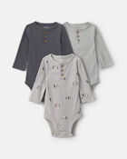 Baby Boy 3-Pack Penguin Long-Sleeve Multipack Bodysuits - Grey, image 1 of 5 slides