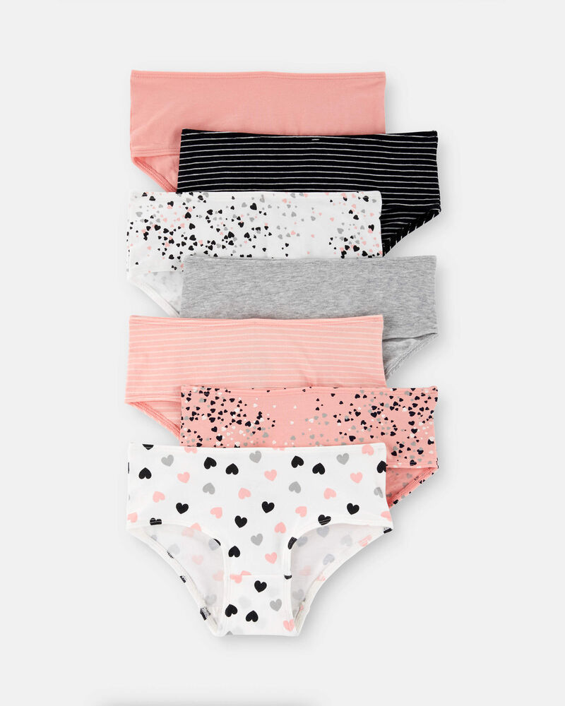 Filles - Emballage de 7 culottes &agrave; motif c&oelig;ur &ndash; Noir/Blanc/Orange, image 1 sur 1 diapositives