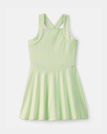 Girls Gingham Active Dress - Green, 