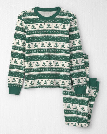 Adult 2-Piece Fair Isle Waffle Knit Pyjamas Made with Organic Cotton, 