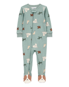 Toddler 1-Piece Dog Print 100% Snug Fit Cotton Footie Pyjamas, image 1 of 4 slides