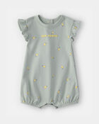 Baby Girl Tropical Short-Sleeve Romper - Green, image 1 of 4 slides
