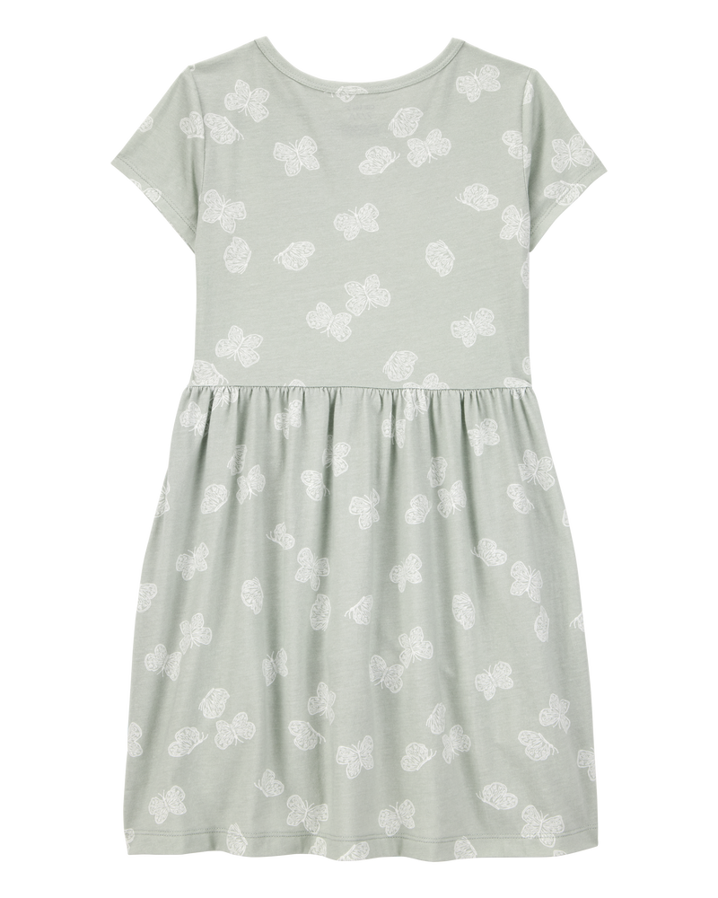 Girls Floral Short-Sleeve Dress - Green, image 2 of 4 slides