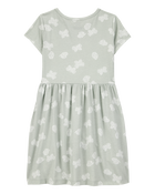 Girls Floral Short-Sleeve Dress - Green, image 2 of 4 slides