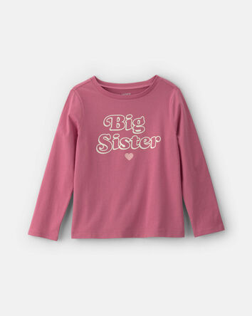 Filles - T-shirt manches longues &agrave; imprim&eacute; &laquo;Big Sister&raquo; - Rose, 