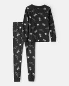 Kid New Years Long-Sleeve Snug Fit 2-Piece Pajamas - Black, image 1 of 3 slides