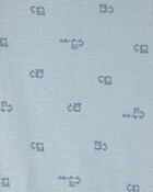 B&eacute;b&eacute; gar&ccedil;on - Ensemble 3 pi&egrave;ces cache-couches manches longues et pantalon &agrave; motif train &ndash; Bleu/Cr&egrave;me, image 4 sur 5 diapositives