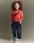Toddler Why? Graphic Pullover Sweatshirt - Orange, image 3 of 7 slides