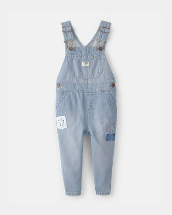 B&eacute;b&eacute; fille - Salopette &agrave; empi&egrave;cement en denim - D&eacute;lav&eacute; clair, 