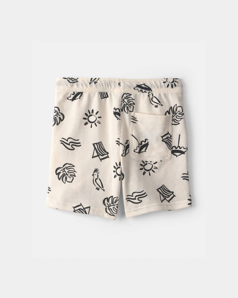 Gar&ccedil;ons - Short &agrave; motif de plage - Cr&egrave;me/Noir, image 4 sur 5 diapositives
