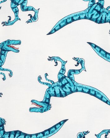 Enfant Pyjama 4 pièces en coton ajusté à rayures et dinosaure, 
