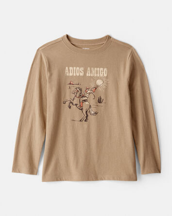 Gar&ccedil;ons - T-shirt &agrave; manches longues imprim&eacute; Western&nbsp;&ndash; Brun, 