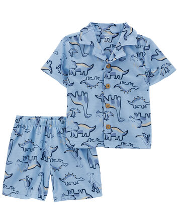 Pyjama 2 pièces boutonné à motifs de dinosaures, 