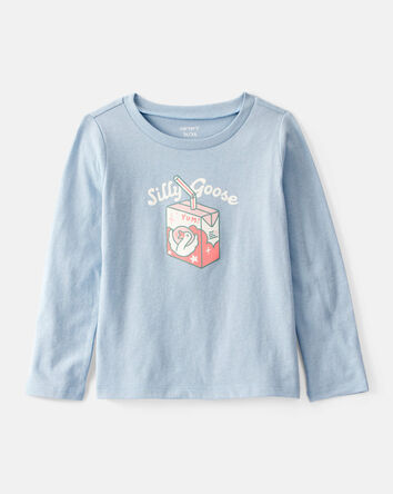 Tout-petit fille - T-shirt à manches longues avec imprimé Silly Goose – Bleu, 
