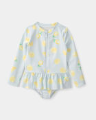 Toute-petit fille - Maillot dermoprotecteur 1 pi&egrave;ce, citrons - Bleu, image 1 sur 3 diapositives