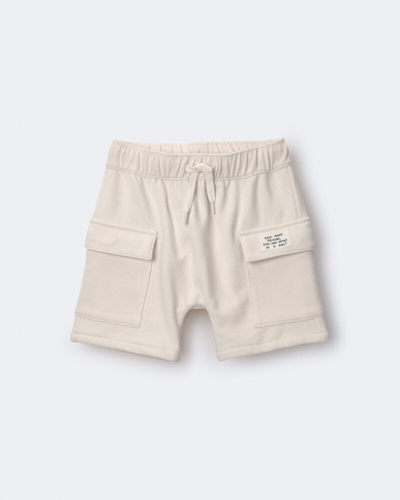 Toddler Boy Cargo Short with Pockets - Cream, image 2 of 7 slides