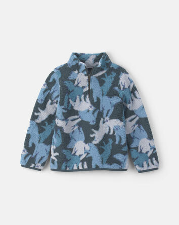 Gar&ccedil;ons - Chandail ouat&eacute; en molleton teddy &agrave; fermeture &agrave; glissi&egrave;re un quart &agrave; motif ours polaire &ndash; Bleu/Gris, 