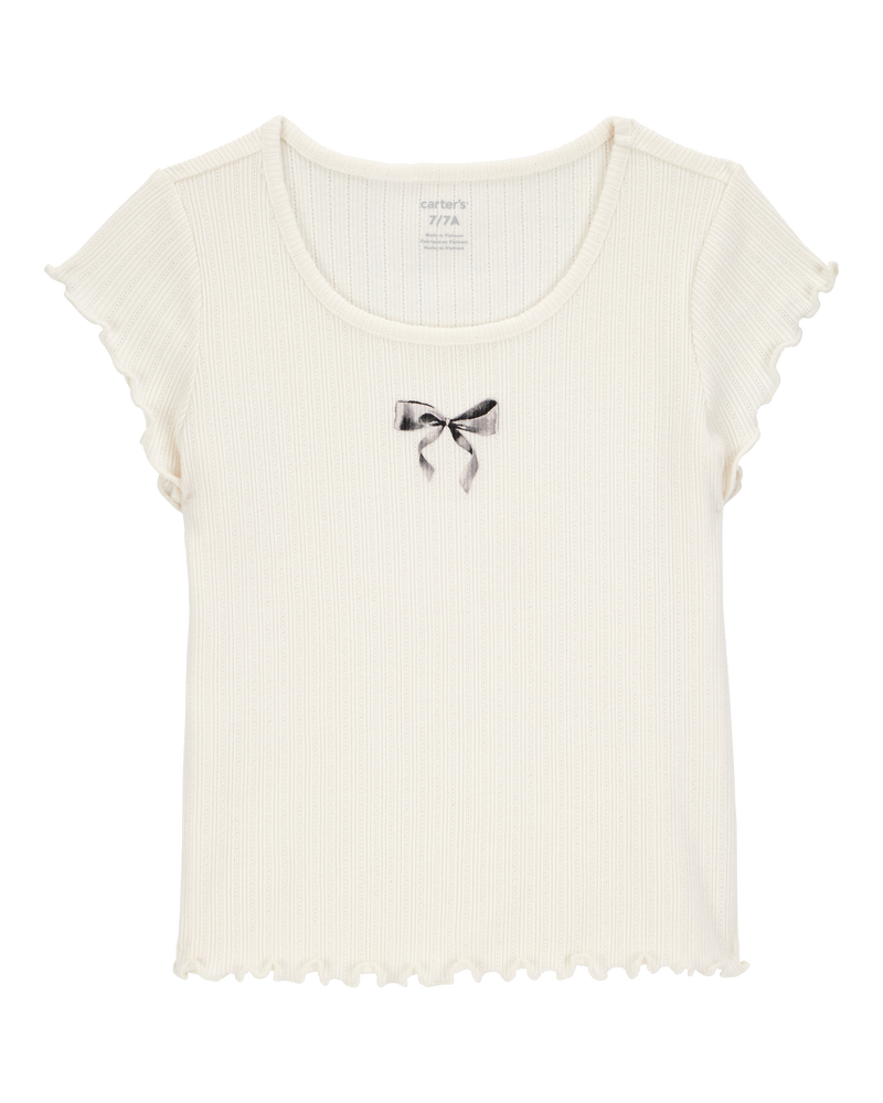 Kid Bow Pointelle Baby Tee, image 1 of 3 slides