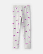 Filles - Legging extensible en molleton &agrave; motif c&oelig;ur &ndash; Gris/Mauve, image 2 sur 4 diapositives