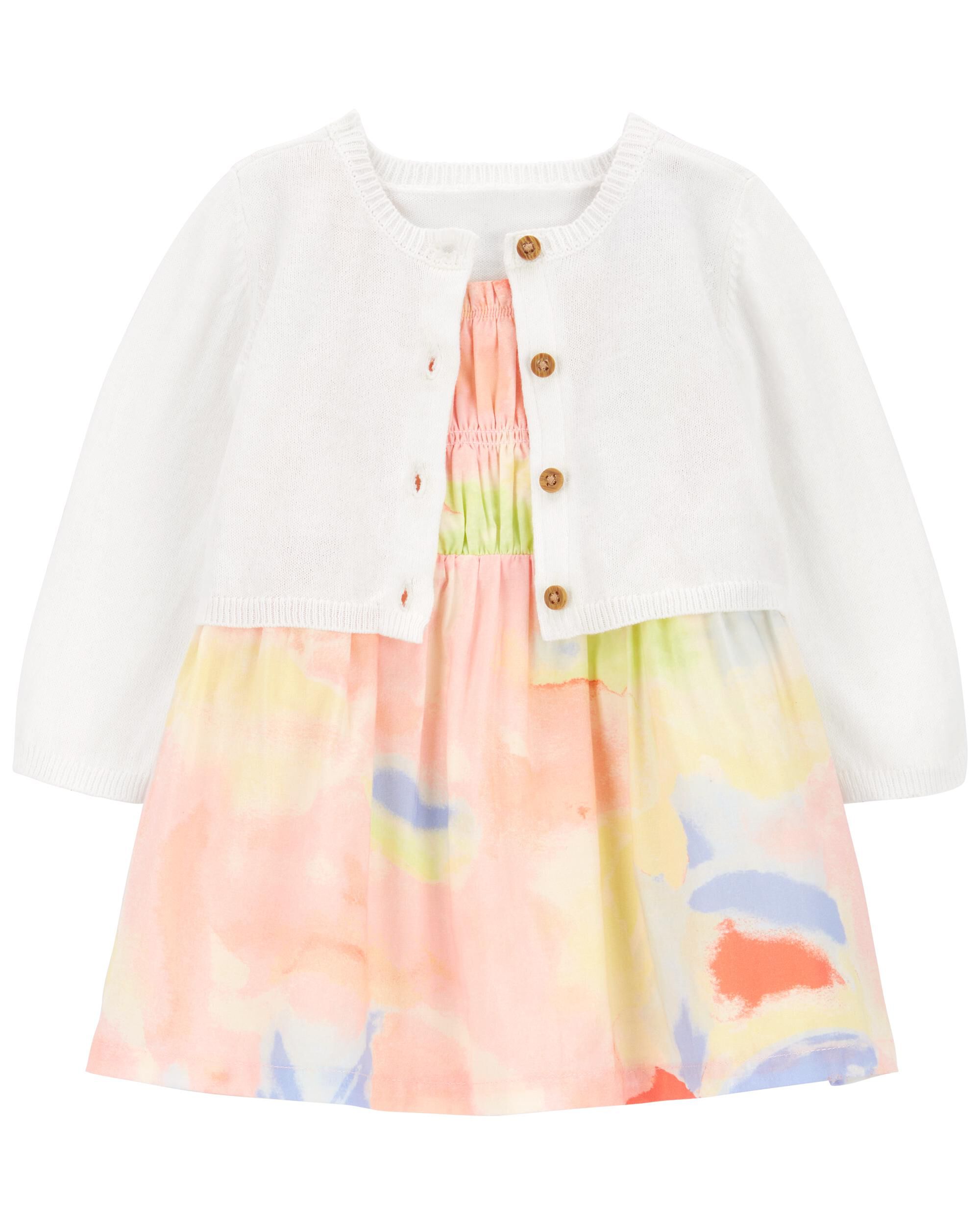 Multi 2 Piece Smocked Dress Cardigan Set Carter s Oshkosh Canada