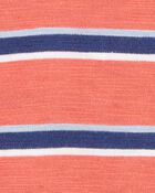 Toddler Striped Cotton Short-Sleeve Henley - Orange, image 2 of 3 slides