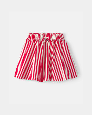 Filles - Jupe-short &agrave; rayures - Rouge/Blanc, 