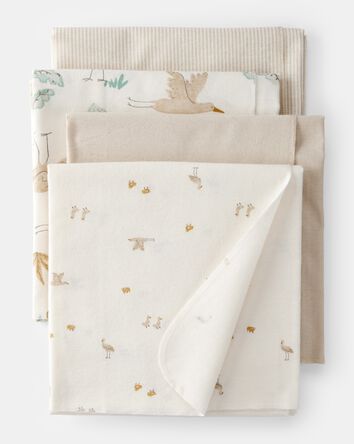 Baby 4-Pack Stork Print Receiving Blankets, 