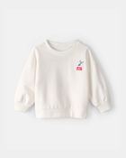 Baby Girl Mermaid French Terry Pullover Sweatshirt - Ivory, image 1 of 6 slides