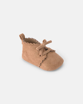 Baby Girl Bow Mocassin Shoes - Tan, 