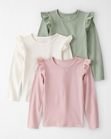 Toddler 3-Pack Organic Cotton Flutter Long-Sleeve Shirts, 