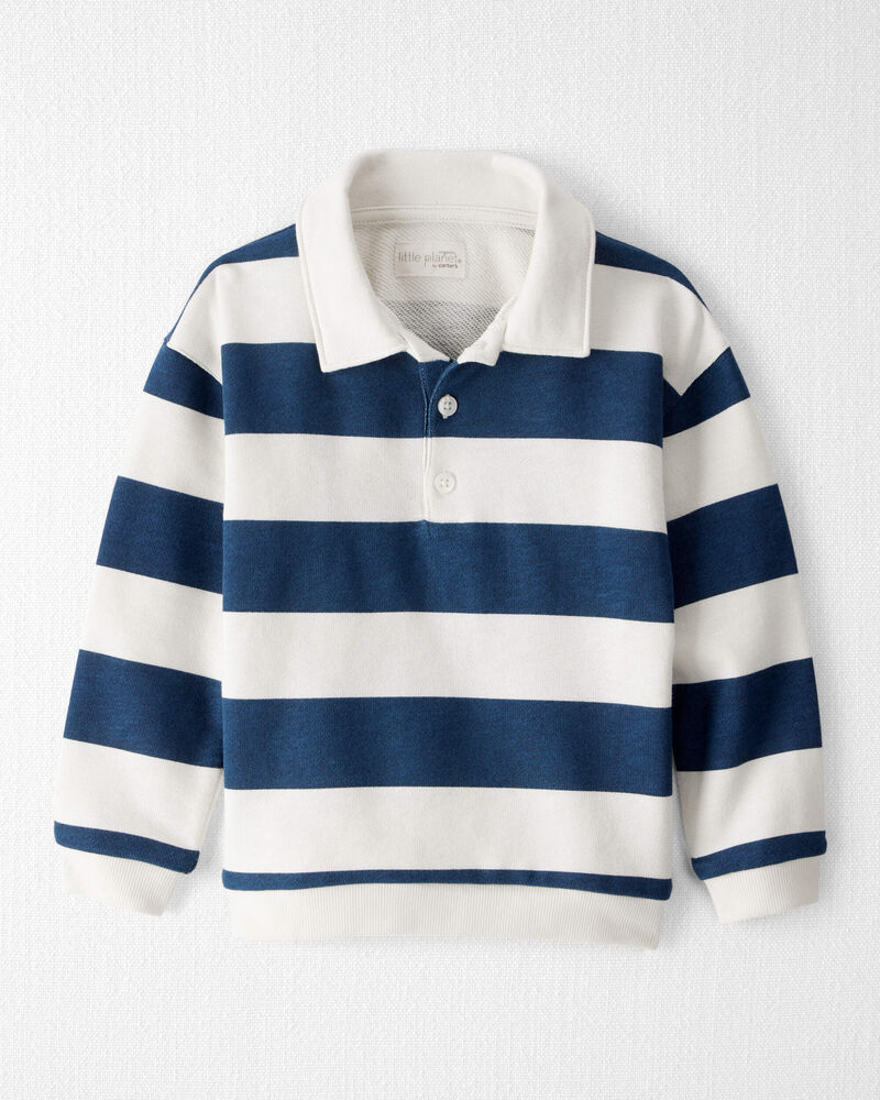 Toddler Boy Organic Cotton Henley Top in Stripes, image 1 of 5 slides