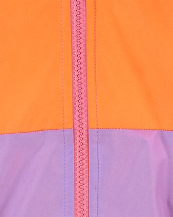 Kid Fleece-Lined Colourblock Rain Jacket, 
