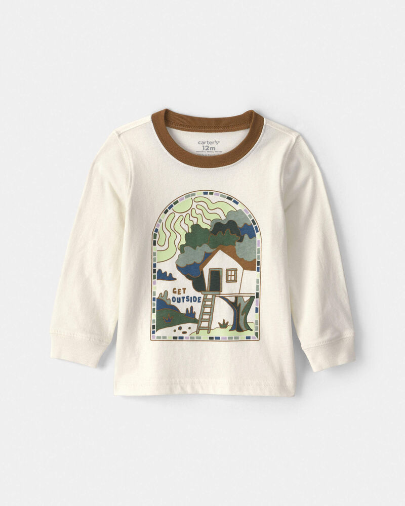 B&eacute;b&eacute; gar&ccedil;on - T-shirt manches longues &agrave; imprim&eacute; &laquo;Get Outside&raquo; - Ivoire, image 1 sur 2 diapositives