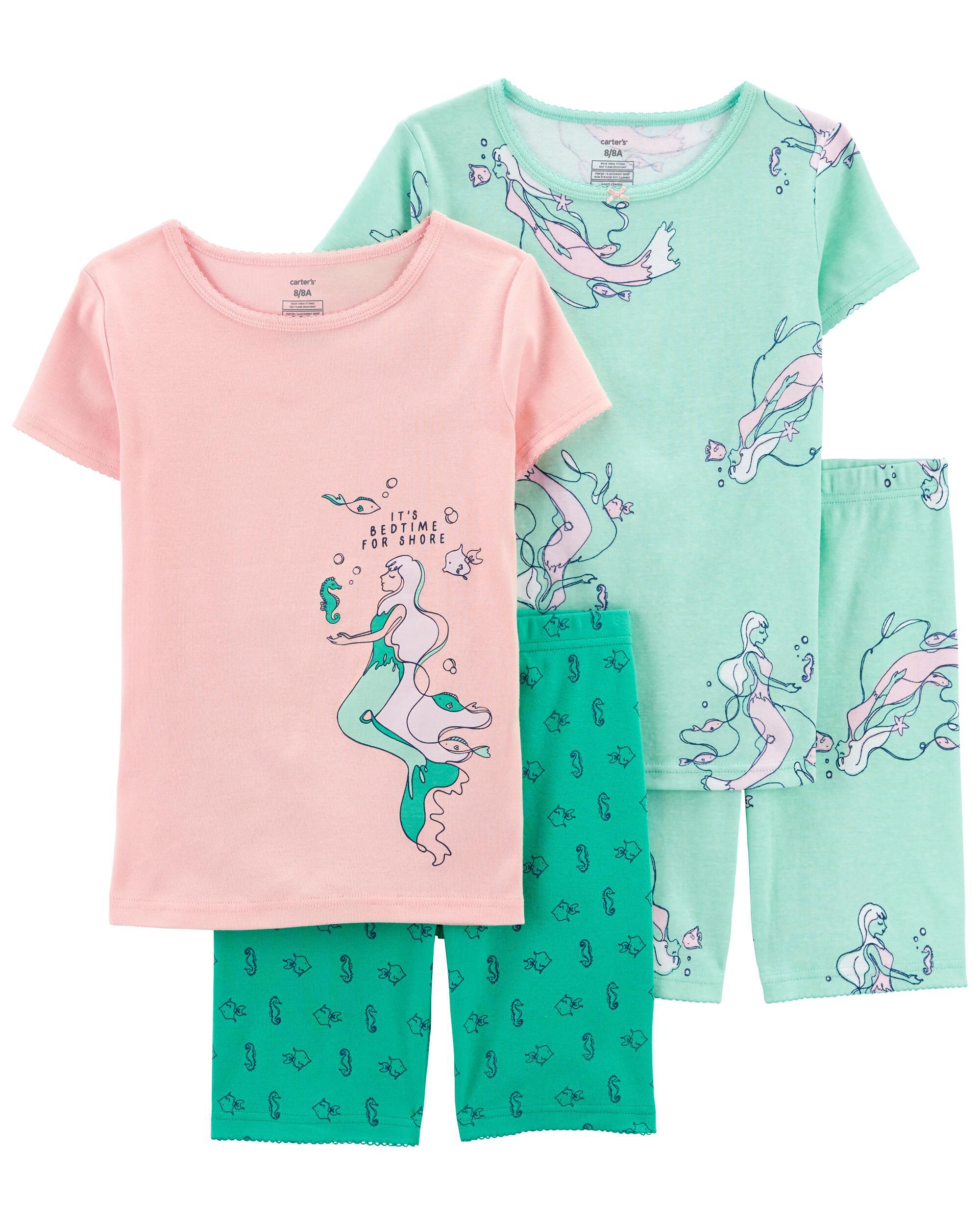 4 Piece Mermaid 100 Snug Fit Cotton Pyjamas