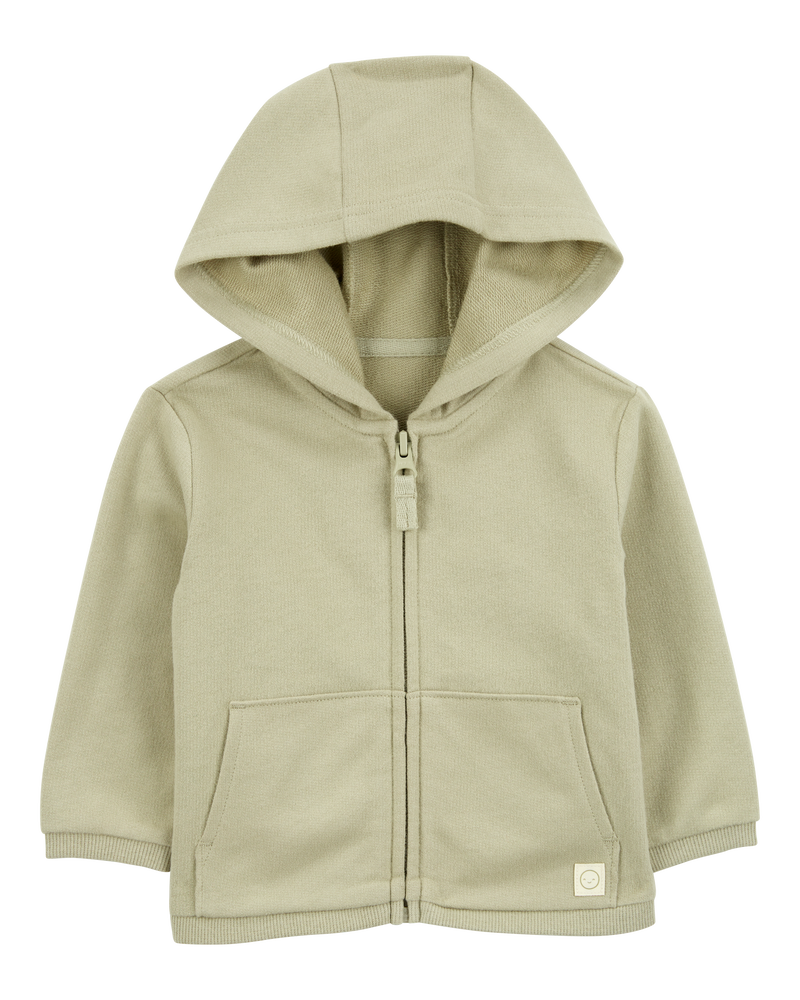 Baby Zip-Up French Terry Hoodie - Green, image 1 of 3 slides