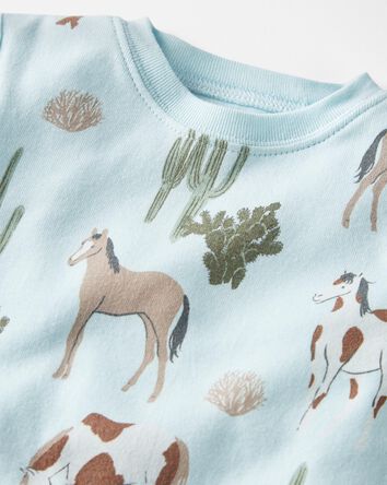 Pyjama 2 pièces en coton biologique à motif cheval, 
