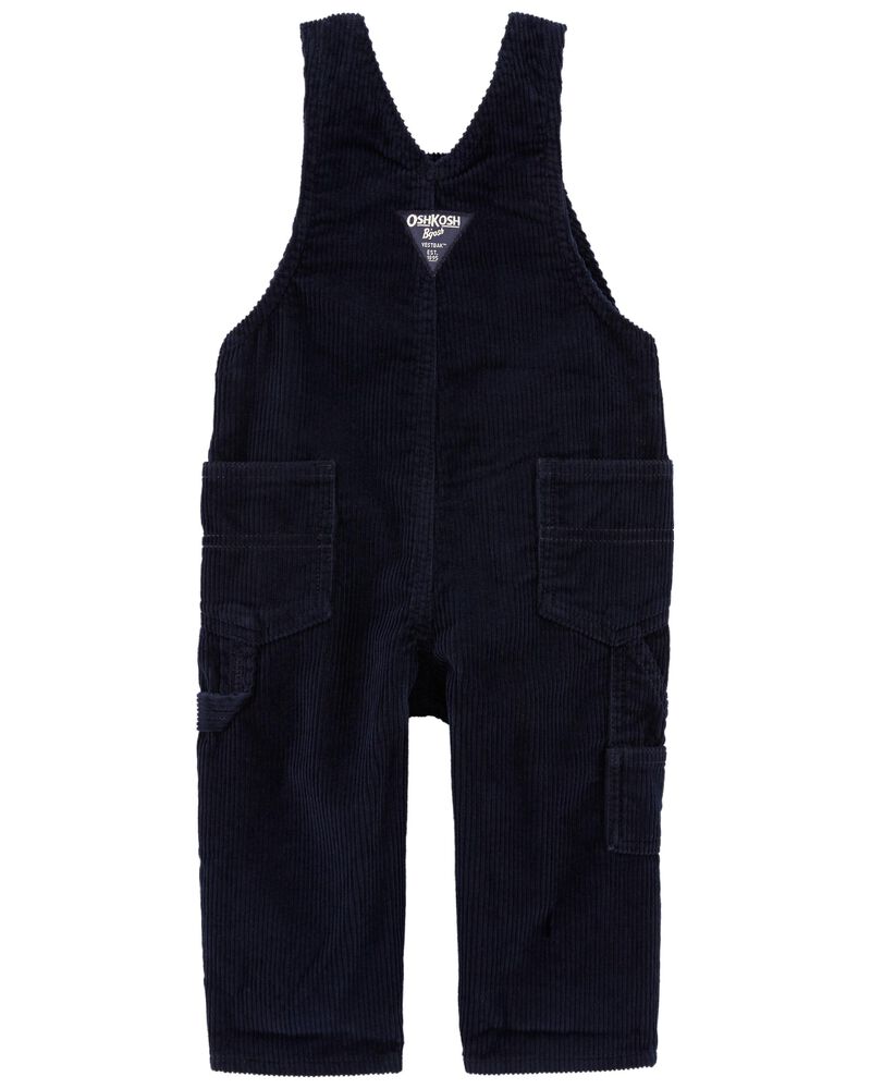 Navy Jersey Lined Corduroy Overalls